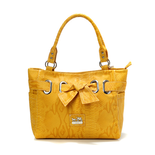 Coach Embossed Bowknot Signature Medium Yellow Totes DDS Coach Embossed Bowknot Signature Medium Yellow Totes DDS